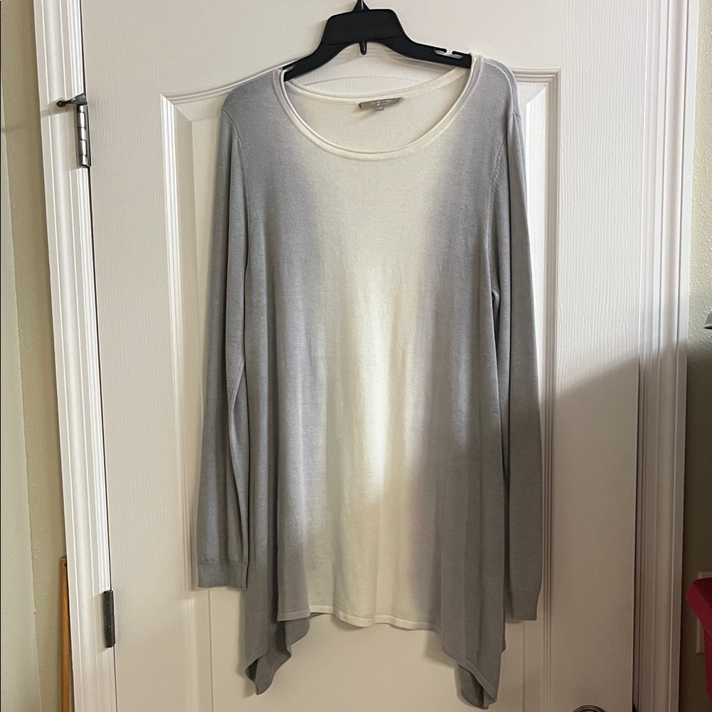 Joan Vass Gray to White Ombre Long Sleeve Top